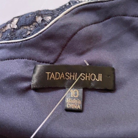 Tadashi Shoji Blue & White Lace One Shoulder Dress Size 10 - Picture 7 of 13